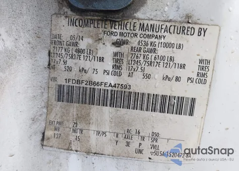 2015 Ford F-250 Xl from USA, damaged, VIN 1FDBF2B66FEA47593